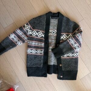 rag & bone Black and Gray Patterned Cardigan